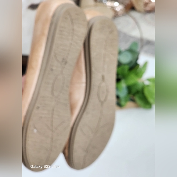 Nude Leather Ballet Flats with Circular Embellishment - Picture 4 of 6